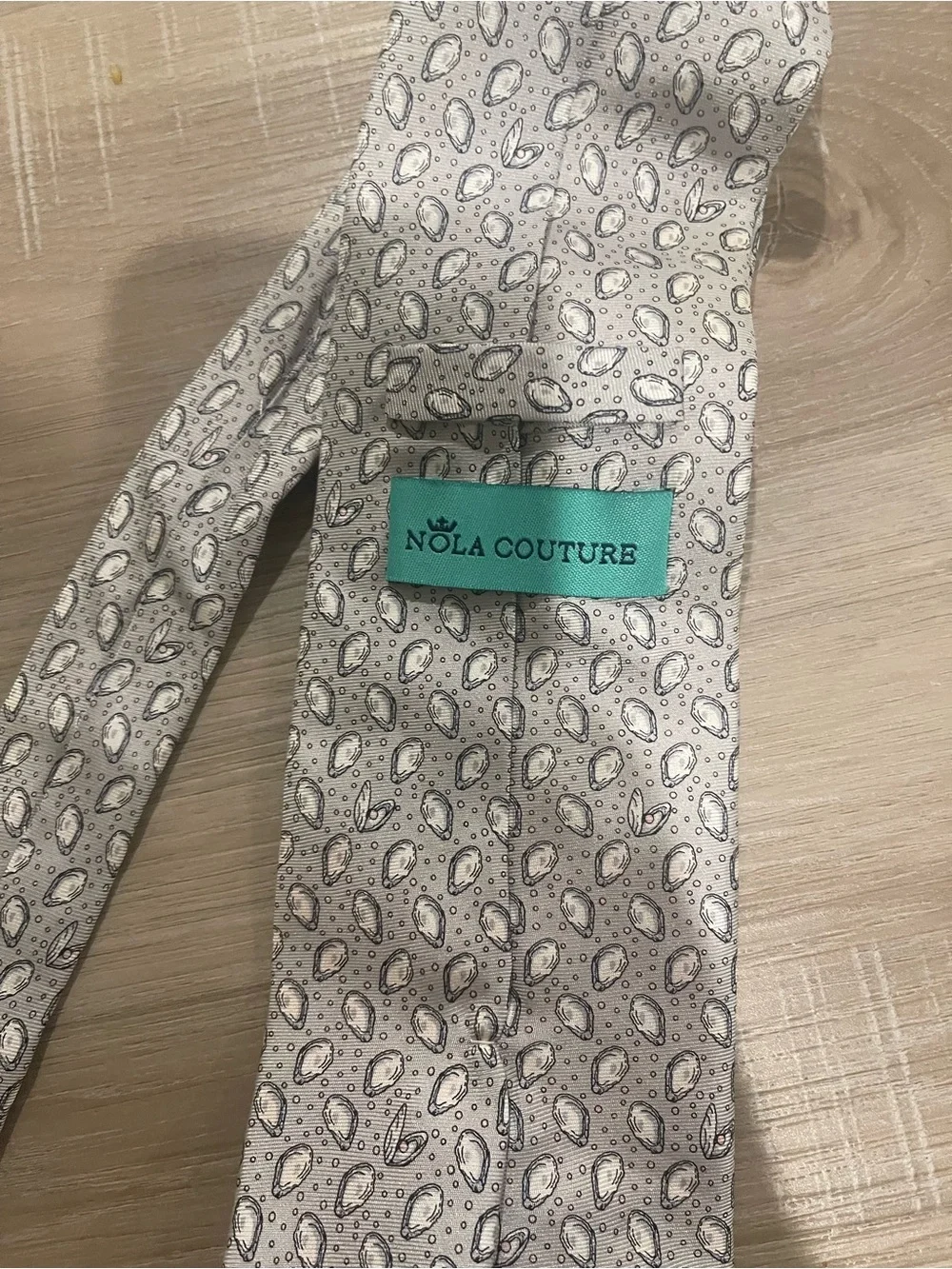 Nola couture Beach Beige Mini Gulf Oysters Tie 100% silk